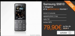 Vente flash Samsung S5610 sans engagement