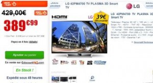 Vente flash Smart TV plasma 3D 106 cm LG 