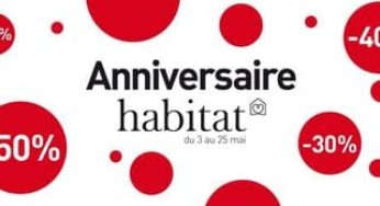 Anniversaire Habitat : jusqu’à moins 50% sur meubles, luminaires, décorations…