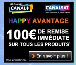 1 Abonnement Canal+ ou CanalSat = 50 euros de réductions Boulanger 