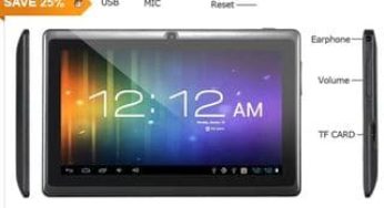 Moins de 40 euros tablette tactile 7″ Android 4.0 4Go (livraison gratuite)