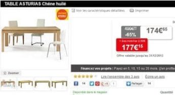 Déstockage ! Table chêne 200x76cm à moins 180 euros (au lieu de 499 euros)