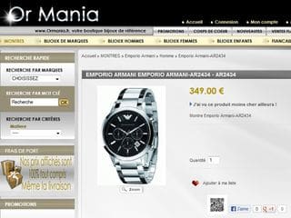 Montre Armani à moins de 195 euros (port inclus – prix normal +de 340€)