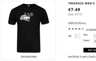 T-shirt homme Trespass à 6,37 euros (port inclus)