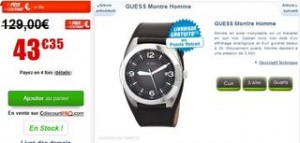 vente flash montre Guess homme à moins de 44 euros