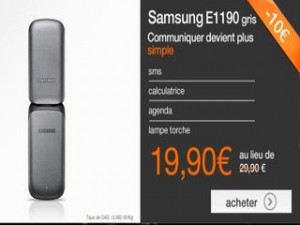 Vente flash téléphone Samsung E1190 à moins de 20 euros