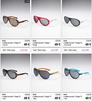 Lunette soleil Nike à 49 euros au lieu de plus de 100 euros (Private Outlet) – (46,15 euros port inclus pendant 48h)