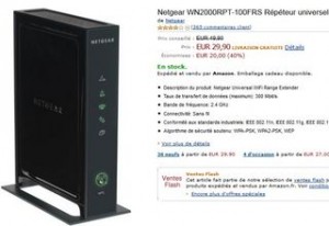 29,90 euros le Répéteur Wifi 4 ports réseau Netgear