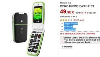 Moins 50 euros le Téléphone Doro Easy 410S (Larges touches, Bluetooth, Bouton SOS)