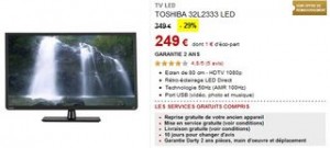 249€ TV Toshiba 80 cm Full HD (219€ après ODR) au lieu de plus de 300€ 