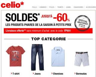 Celio ! Soldes + livraison gratuite sans minimum (code promo)