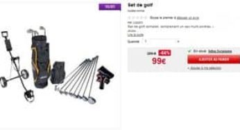 99 euros set de Golf (chariot, sac et 10 clubs) au lieu de 299 euros