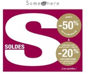 Soldes Somewhere + 20% supplémentaire et livraison gratuite (code promo)