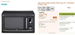 Soldes Four micro-ondes Whirlpool Family Chef CRISP 156 euros 