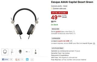 Vente flash casque audio AIAIAI Capital Desert à 49,90 euros au lieu du double 