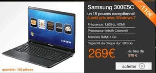 Vente flash ordinateur portable Samsung