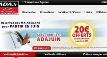 20 ou 40 euros offerts sur la location du voiture ADA