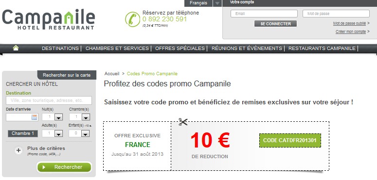 Moins 10 euros Hôtel Campanile, Kyriad et 5 euros Première Classe (code promo) – NOUVEAUX CODES