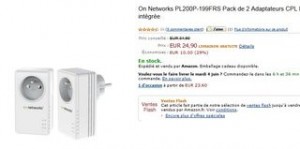 24,90 euros les 2 adaptateurs CPL On Networks 200 Mbps