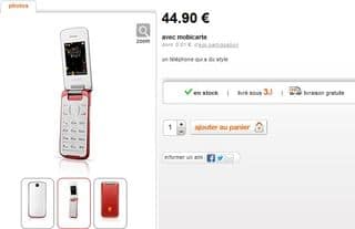Moins de 45 euros téléphone Alcatel 2010 sans engagement port inclus 