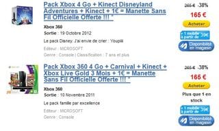 1 euro la manette supplémentaire pour l’achat d’un pack Xbox (à partir de 165 euros)