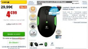 Moins de 5 euros Souris Logitech s/fil M345 Wasabi (au lieu de 30 euros)