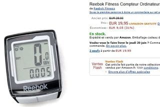 Moins de 20 euros le compteur velo Reebok 10 fonctions (port inclus)