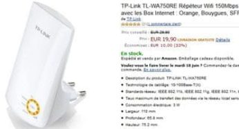 Moins de 20 euros Répéteur TP-Link (livraison gratuite)
