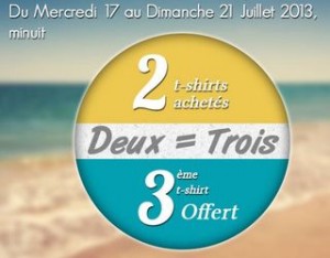 2 T-shirts en soldes achetés = 1 gratuits (Delaveine)