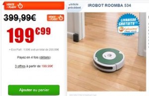200 euros l'Aspirateur Robot iRobot Roomba 534