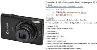 99 euros Appareils Photo Canon IXUS 127 HS 