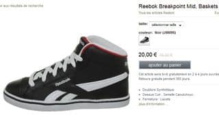 18 euros Baskets Reebok Breakpoint Mid (du 27 au 34) / au lieu de 50 euros – livraison gratuite