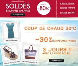 Moins 30% supplémentaires sur plus de 3000 articles déjà en soldes (Galeries Lafayette) pendant 3 jours