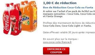 1€ de réduction sur pack Coca-Cola – Fanta 4x50cl ou 6x50cl (Coupon à imprimer)