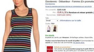 Débardeur rayé femme Dorotennis à 6,30 euros 