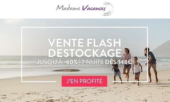 Déstockage séjours : jusqu’à moins 60% (Madame Vacances) – à partir de 148€ les 7 nuits