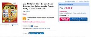 Double Pack Enfants Jeu Nintendo Wii - Les Schtroumpfs Dance Party + Just Dance Kids