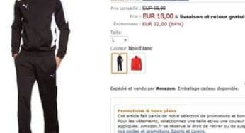 Jogging Puma homme 18 euros (port inclus) au lieu de 50 euros