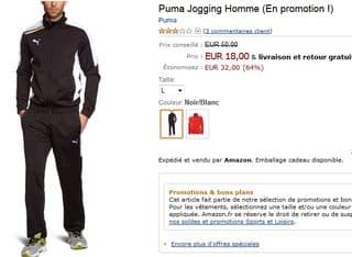 Jogging Puma homme 18 euros (port inclus) 