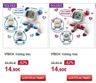 14,90 euros Kididog bleu ou rose Vtech (au lieu de 39€)