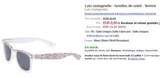 Lunettes de soleil Lulu Castagnette à 8,80 euros au lieu de 22€ (livraison gratuite + autres modèles)