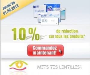 Mets tes lentilles : 10% sur tout + livraison gratuite sans minimum (lentilles, lunettes, entretien)