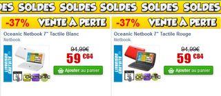 Moins de 60 euros le Netbook 7 pouces tactile Androïd 4.0 (port inclus / rouge, blanc, noir ou rose)