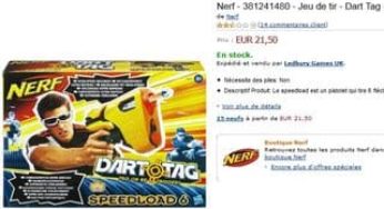 8 euros le Pistolet Nerf Dart Tag Speed Load au lieu de 19,90 euros – VENTE FLASH
