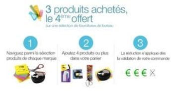 3 articles Scotch, Avery ou Fellowes acheté = le 4eme offert (fournitures de bureau)