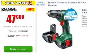 Perceuse visseuse 12V BOSCH + 2 batteries en soldes 