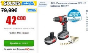 Perceuse visseuse 12V SKIL  + 2 batteries en soldes 