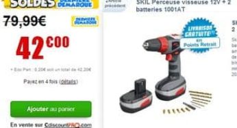 42-47 euros la Perceuse-Visseuse 12 V + 2 batteries Bosch ou Skil (au lieu de plus de 60 euros)