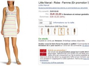 Promo 20 euros la robe rayee femme Little Marcel