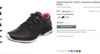 30 euros Chaussures sport femme Reebok Easytone Trend II (livraison gratuite / au lieu de 100 euros)
